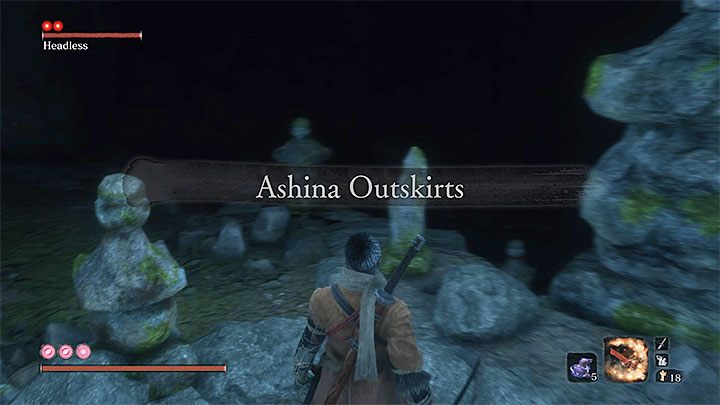 Wystarczy przejść przez fragment jaskini, a znajdziesz się z powrotem w Podzamczu Ashiny obok legowiska bossa Headless - Headless (Bezgłowy) z podzamcza Ashiny | Boss w Sekiro Shadows Die Twice - Sekiro Shadows Die Twice - poradnik do gry