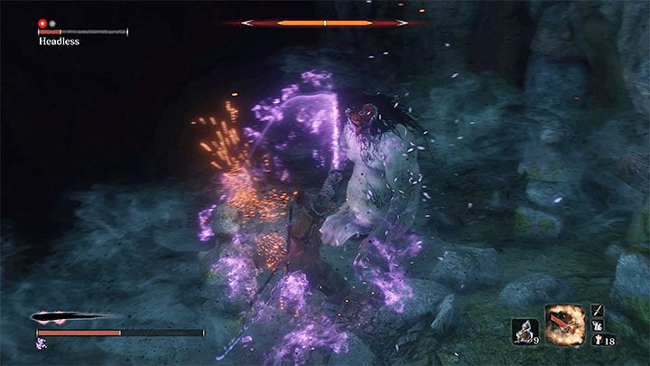Headless jest stosunkowo powolnym bossem, ale mgła spowolnia też nieznacznie bohatera - Headless (Bezgłowy) z podzamcza Ashiny | Boss w Sekiro Shadows Die Twice - Sekiro Shadows Die Twice - poradnik do gry