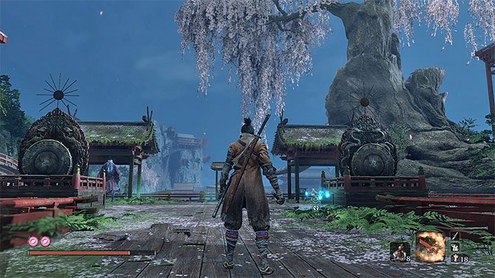 Zeskakuj na kolejne niższe półki aż dotrzesz na dziedziniec z dołączonego obrazka - Jak pokonać Wielkiego Karpia Koi w Sekiro? - Sekiro Shadows Die Twice - poradnik do gry