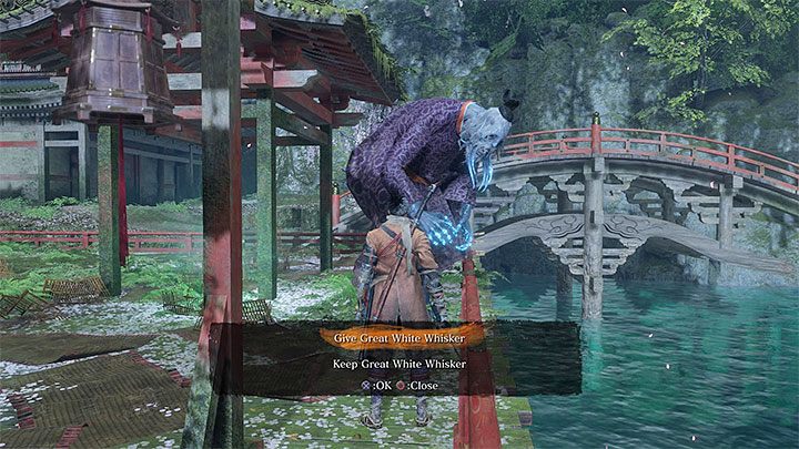 Pozyskanie Wielkiego białego wąsa nie kończy ostatecznie wątku z karpiem, gdyż nowo pozyskany przedmiot questowy nie może być umieszczony na pasku przedmiotów podręcznych ani nie ma żadnego innego widocznego zastosowania - Jak pokonać Wielkiego Karpia Koi w Sekiro? - Sekiro Shadows Die Twice - poradnik do gry