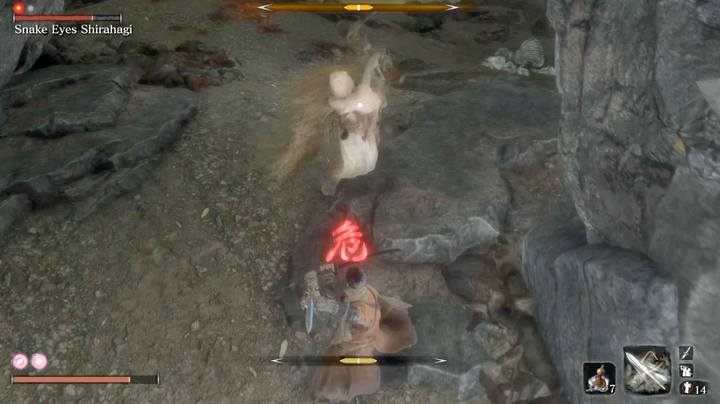 Wykorzystaj wczesny unik przed atakiem specjalnym bossa, by wykonać szybką kontrę - Shinobi Eyes Shirahagi | Boss w Sekiro Shadows Die Twice - Sekiro Shadows Die Twice - poradnik do gry