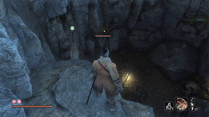 W trakcie eksploracji jaskiń musisz dwukrotnie skręcić w prawo pomagając sobie przy tym kilkukrotnie hakiem z liną - Koraliki modlitewne | Przedmioty specjalne w Sekiro Shadows Die Twice - Sekiro Shadows Die Twice - poradnik do gry