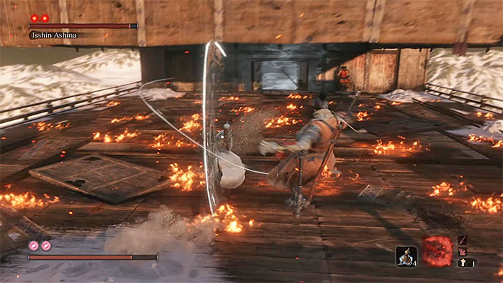 Isshin Ashina w przeciwieństwie do Emmy oznaczony jest dwoma markerami, a więc żeby go pokonać musisz wykonać na nim dwa śmiertelne ciosy - Zakończenie 1: Shura - Sekiro Shadows Die Twice - poradnik do gry