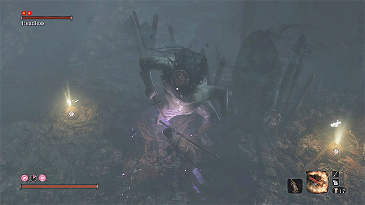 Na bossa Headless możesz wpaść w lewym obszarze w pierwszej części Ukrytego lasu - Głębiny w Ashinie (Ashina Depths) | Solucja Sekiro Shadows Die Twice - Sekiro Shadows Die Twice - poradnik do gry