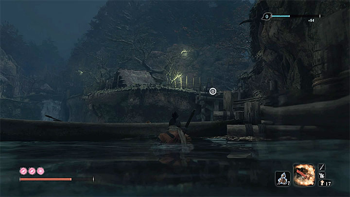 Polecamy również wskoczyć do prawego zbiornika i dopłynąć do nowych skalnych półek znajdujących się na przeciwległym brzegu - Głębiny w Ashinie (Ashina Depths) | Solucja Sekiro Shadows Die Twice - Sekiro Shadows Die Twice - poradnik do gry