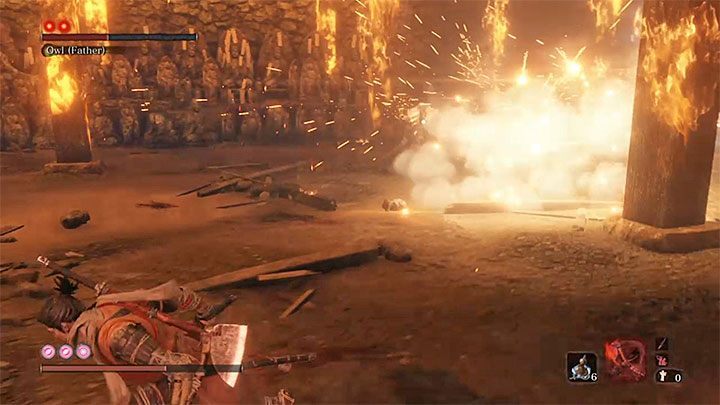 Druga nowość to rozrzucanie przez bossa petard - Sowa (Ojciec) | Boss w Sekiro Shadows Die Twice - Sekiro Shadows Die Twice - poradnik do gry