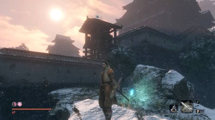Gdy uciekniesz, po przejściu przez jaskinię twoim oczom ukarze się forteca - Podzamcze Ashiny | Solucja Sekiro Shadows Die Twice - Sekiro Shadows Die Twice - poradnik do gry