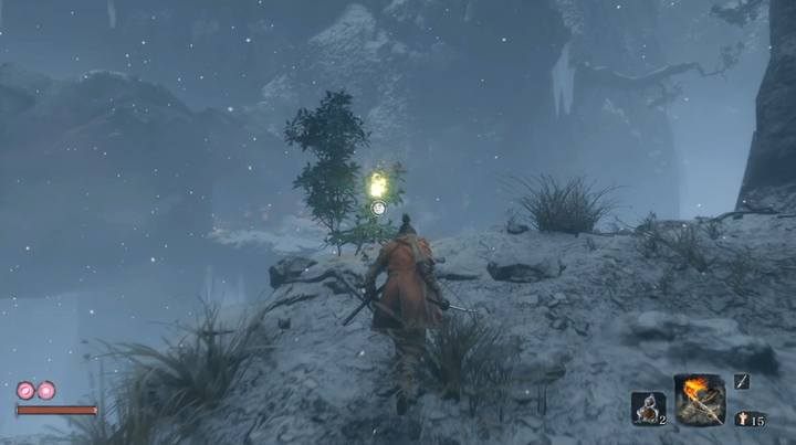 Ziarno pęknięcia na wzgórzu, przy miejscu zaatakowania węża mieczem - Podzamcze Ashiny | Solucja Sekiro Shadows Die Twice - Sekiro Shadows Die Twice - poradnik do gry