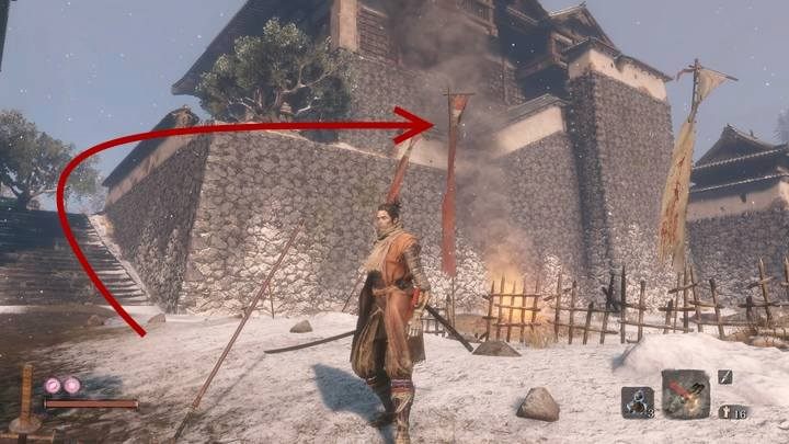 Po skończonej walce, udaj się w stronę bramy, z której wybiegał boss - Podzamcze Ashiny | Solucja Sekiro Shadows Die Twice - Sekiro Shadows Die Twice - poradnik do gry