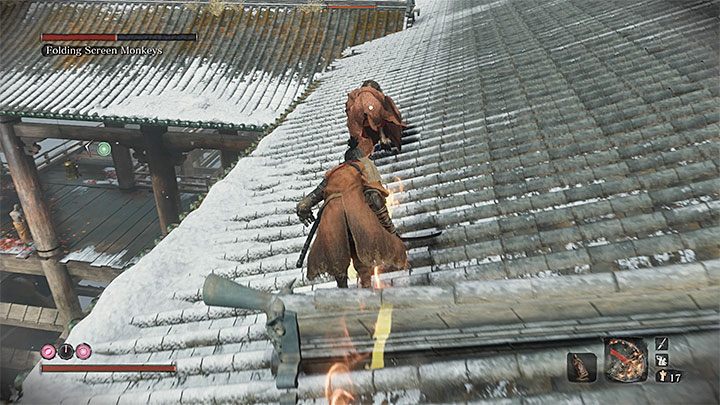 Pomarańczowa małpa może swoim krzykiem alarmować pozostałe - Świątynia Senpou | Solucja Sekiro Shadows Die Twice - Sekiro Shadows Die Twice - poradnik do gry