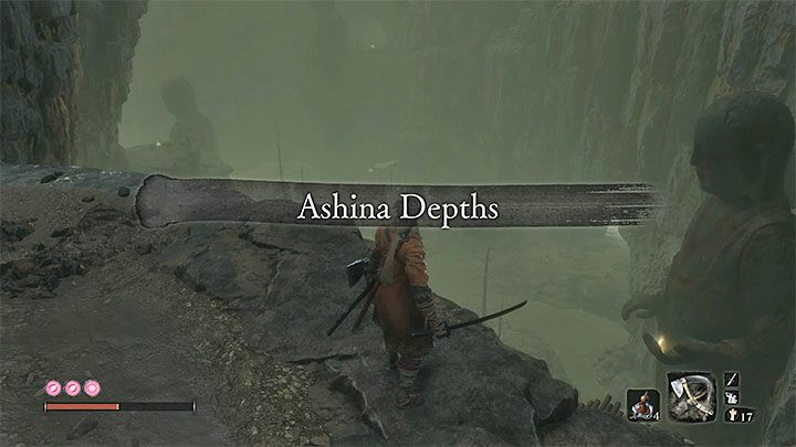 Po wylądowaniu w nowym miejscu wykonaj kilka kroków żeby odblokować pierwszy posążek rzeźbiarza lokacji Głębiny w Ashinie - Gdzie jest zejście do Głębin w Ashinie w Sekiro? - Sekiro Shadows Die Twice - poradnik do gry