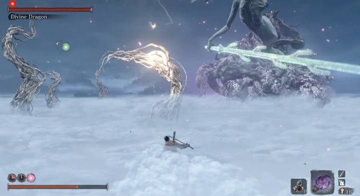 Nie wskakuj na naelektryzowaną gałąź, gdy wróg szykuje się do ataku - Divine Dragon - Boss w Sekiro Shadows Die Twice - Sekiro Shadows Die Twice - poradnik do gry