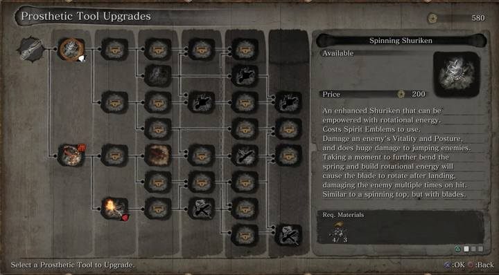 Pierwsze ulepszenie Shurikena - Wmontowany shuriken | Narzędzia protezy w Sekiro Shadows Die Twice - Sekiro Shadows Die Twice - poradnik do gry