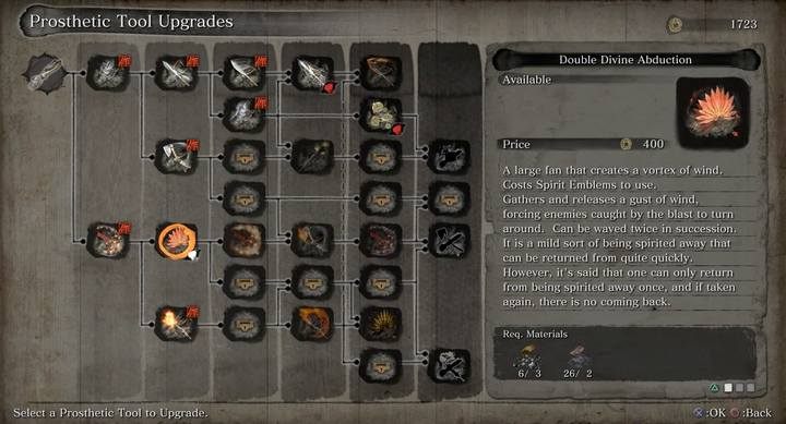 Dostęp do drzewka ulepszeń uzyskasz jedynie podczas rozmowy z Rzeźbiarzem - Jak tworzyć ulepszenia narzędzi protezy w Sekiro? - Sekiro Shadows Die Twice - poradnik do gry