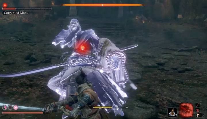 Gdy wróg utraci około połowy paska zdrowia, jego Postura regeneruje się w znikomym tempie - Zdeprawowana mniszka | Boss w Sekiro Shadows Die Twice - Sekiro Shadows Die Twice - poradnik do gry