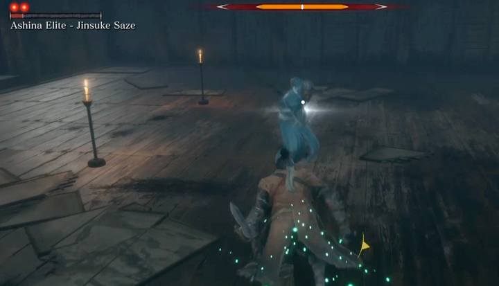 Ujrzysz błysk broni oponenta na moment przed wyprowadzeniem przez niego ataku - Elita Ashiny - Jinsuke Saze | Boss w Sekiro Shadows Die Twice - Sekiro Shadows Die Twice - poradnik do gry