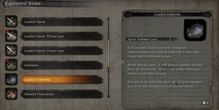 Wmontowany parasol - Wmontowany parasol | Narzędzia protezy w Sekiro Shadows Die Twice - Sekiro Shadows Die Twice - poradnik do gry