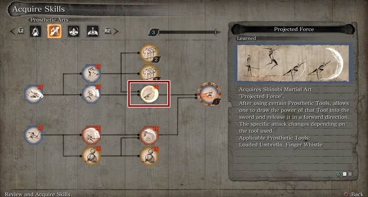 Siła miotana umożliwia wyprowadzanie szybkich kontr po zakończeniu defensywy - Wmontowany parasol | Narzędzia protezy w Sekiro Shadows Die Twice - Sekiro Shadows Die Twice - poradnik do gry
