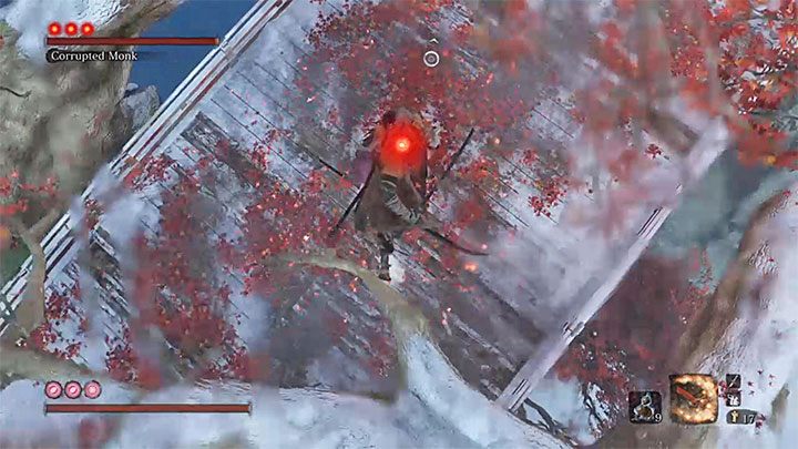 Obróć się szybko w stronę bossa stojącego pod bohaterem - Prawdziwa Zdeprawowana Mniszka | Boss w Sekiro Shadows Die Twice - Sekiro Shadows Die Twice - poradnik do gry