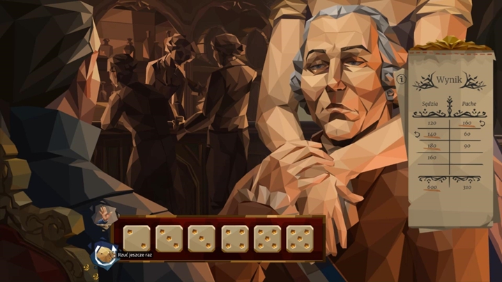 Rozgrywka dzieli się na 5 tur, a wygrywa uczestnik, który wyrzuci najwyższą liczbę oczek - Gra w kości w We The Revolution - We. the Revolution - poradnik do gry