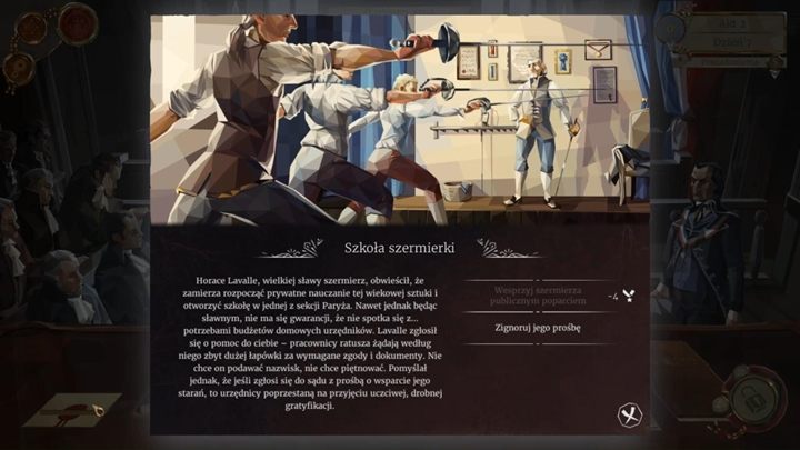 Przed rozprawą przeczytasz list od Horace Lavalle, sławnego szermierza - Dzień 7 - Alain Bras, woźnica - Solucja We The Revolution - We. the Revolution - poradnik do gry