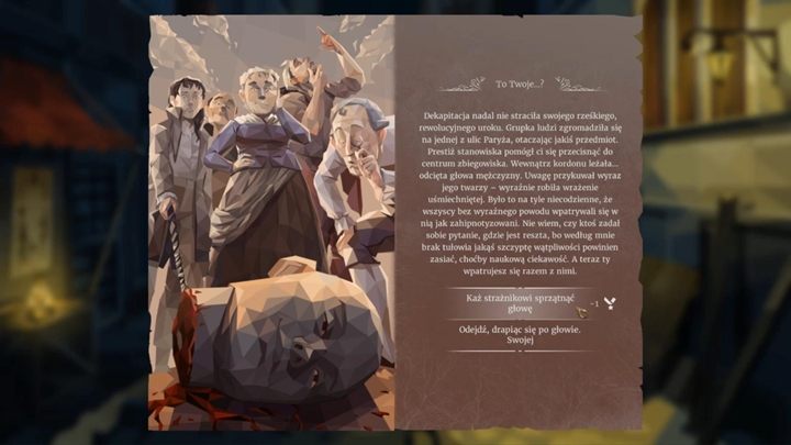 Wieczorem natkniesz się na tłum, który przygląda się odciętej, uśmiechniętej głowie - Dzień 7 - Claude Garnier, pomocnik piekarza - Solucja We The Revolution - We. the Revolution - poradnik do gry