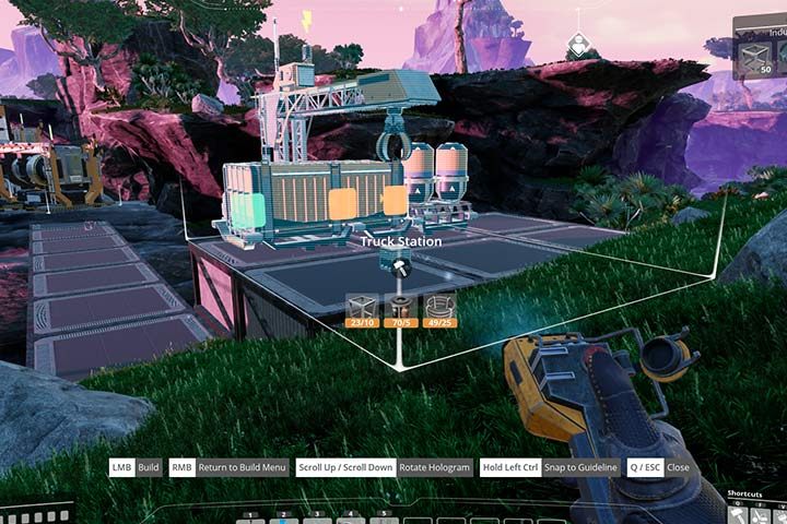 Do transportu towarów pomiędzy bazami jest potrzebna stacja załadunkowa. - Pojazdy w Satisfactory - Satisfactory - poradnik do gry