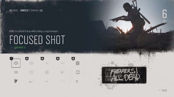 Focus Shot - spowalnia czas przy celowaniu - Days Gone: Umiejętności - lista wszystkich - Days Gone - poradnik do gry