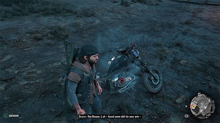 Po zaparkowaniu motocykla możesz odczytać procentową wartość jego aktualnej sprawności - informacja ta będzie wyświetlana na silniku maszyny - Days Gone: Motor - jak naprawić? - Days Gone - poradnik do gry
