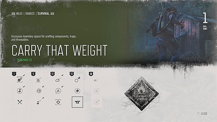 Ilość miejsca w ekwipunku możesz zwiększyć dzięki zakupieniu umiejętności Przydatne brzemię (Carry That Weight) - Days Gone: Inwentarz - jak zwiększyć pojemność? - Days Gone - poradnik do gry