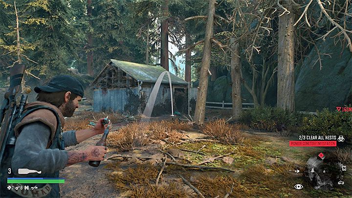 Trzecie gniazdo jest najbardziej problematyczne, gdyż jest ono wyraźnie oddalone od dwóch pozostałych - Days Gone: Cmentarz Pionierów - gdzie są gniazda? - Days Gone - poradnik do gry