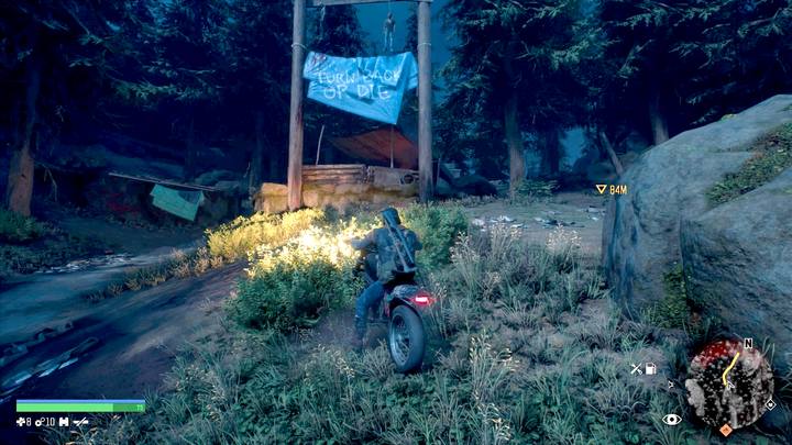 Pozostaw motocykl jeszcze przed bazą, by nie generować hałasu - Days Gone: Ostra jazda - solucja, opis przejścia - Days Gone - poradnik do gry