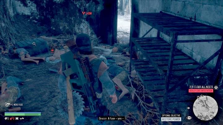Bezpiecznik znajdziesz po spaleniu gniazda świrusów w ścianie tunelu - Days Gone: Lost Lake - mapa, ważne lokacje - Days Gone - poradnik do gry