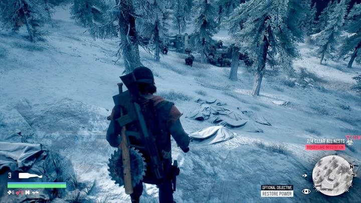 Jeśli działasz nocą, uważaj na Hordę która ma żerowisko nieopodal. - Days Gone: Lost Lake - mapa, ważne lokacje - Days Gone - poradnik do gry