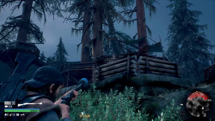 Obóz posiada niższe i wyższe piętro, gdzie również znajdują się oponenci - Days Gone: Łowca nagród - solucja, opis przejścia - Days Gone - poradnik do gry