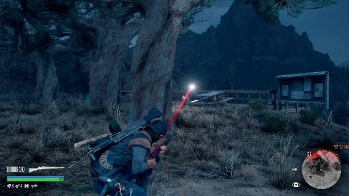 Od zachodniej strony napotkasz jedynie snajpera; lecz nie powinien patrzyć się w twoją stronę, gdy się zakradniesz - Days Gone: Łowca nagród - solucja, opis przejścia - Days Gone - poradnik do gry