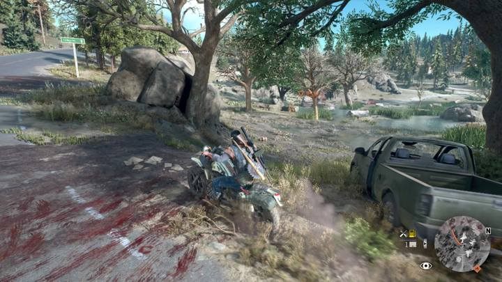 Nie podjeżdżaj motocyklem zbyt blisko, by pozostać niewykrytym - Days Gone: Łowca Obozów Łupieżców - solucja, opis przejścia - Days Gone - poradnik do gry