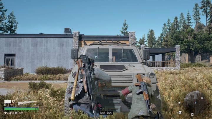 Na dach ośrodka wejdziesz po wojskowym samochodzie, gdy przepchasz go pod dach - Days Gone: Nigdy się nie poddam - solucja, opis przejścia - Days Gone - poradnik do gry