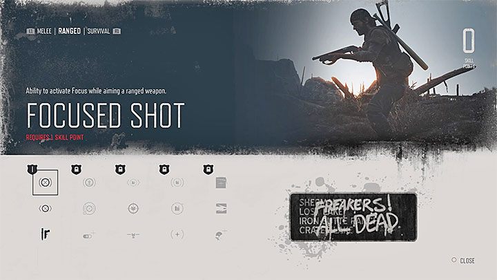 Skupiony strzał (Focused Shot) to najważniejsza naszym zdaniem umiejętność w grze Days Gone i możesz ją zakupić już po zdobyciu pierwszego punktu rozwoju (czyli po awansowaniu na drugi poziom doświadczenia) - Days Gone: Porady na start - Days Gone - poradnik do gry