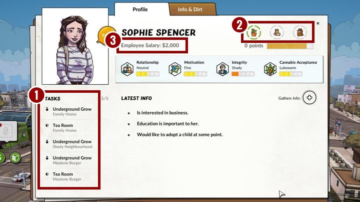 Aby zatrudnić pracownika musisz kliknąć na symbol wolnego miejsca pracy w lewym, dolnym rogu ekranu - Pracownicy w Weedcraft Inc - Weedcraft Inc - poradnik do gry