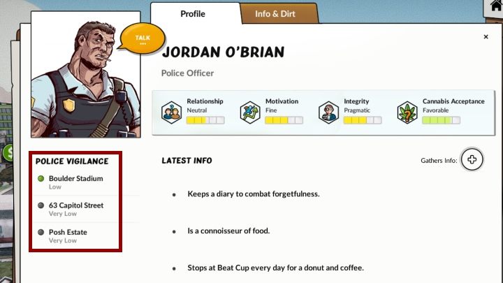 Zainteresowanie funkcjonariusza, twoimi budynkami możesz na bieżąco kontrolować. - Policja w Weedcraft Inc - Weedcraft Inc - poradnik do gry