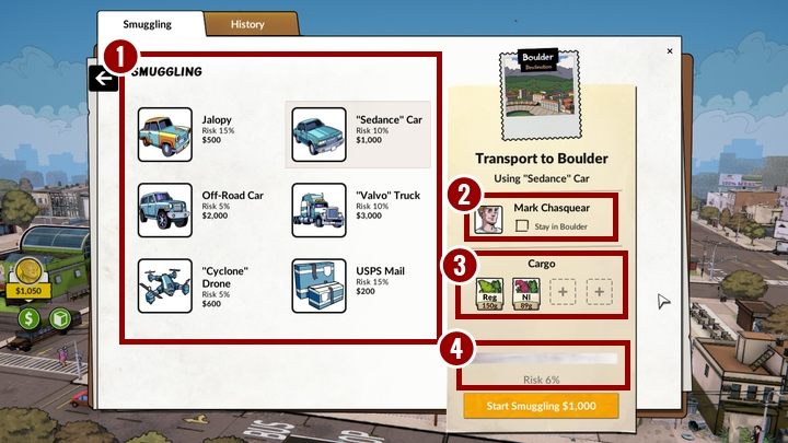 Ikona przemytu stanie się dostępna w momencie, gdy zaczniesz operować na kilku miastach - Jak działa przemyt w Weedcraft Inc? - Weedcraft Inc - poradnik do gry