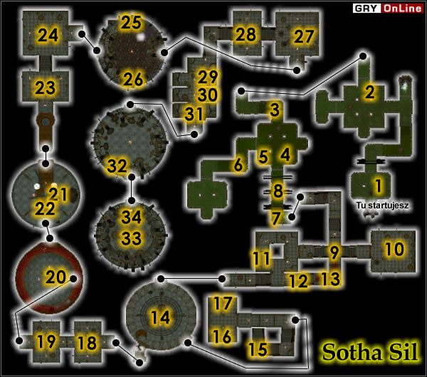 To jedyny rozdział, do którego dołączam mapę - Rozdzial VI - Sotha Sil | Solucja | The Elder Scrolls III Trójca - The Elder Scrolls III: Trójca - poradnik do gry