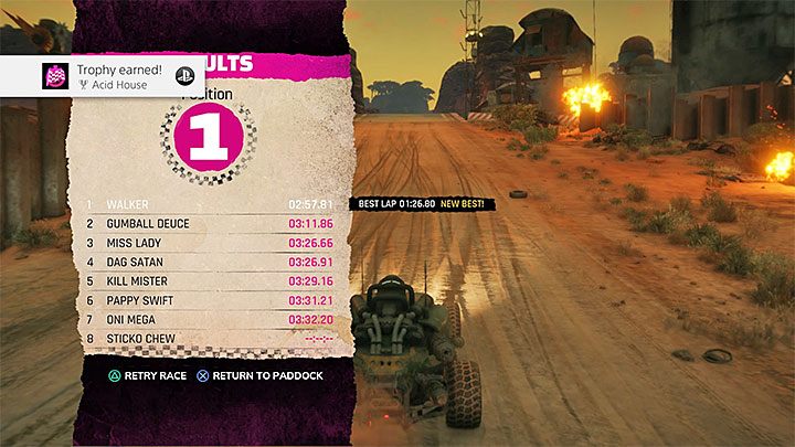 Osiągnięcie nie wymusza wygrania wyścigu, ale w trakcie podejmowania starań o jego zdobycie zapewne i tak odjedziesz konkurencji - Na kwasie | Trofeum w Rage 2 - Rage 2 - poradnik do gry