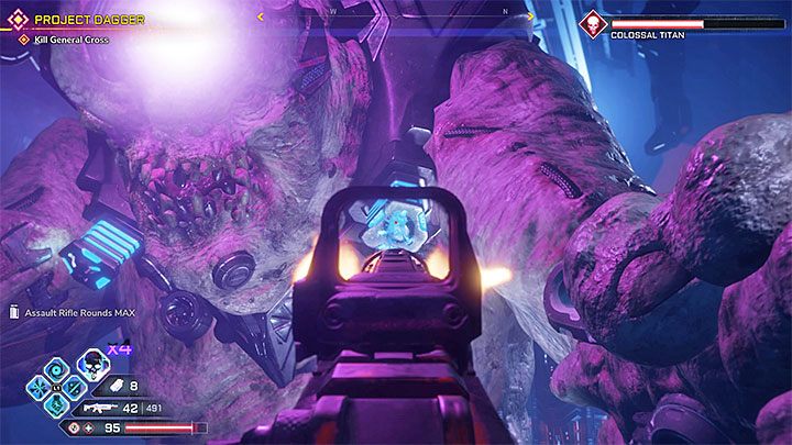 Po tym jak Tytan z powrotem przybliży się do areny skup się na namierzaniu nowych cylindrów, które tym razem zlokalizowane sa wokół szyi bossa - Tytana | Boss w Rage 2 - Rage 2 - poradnik do gry