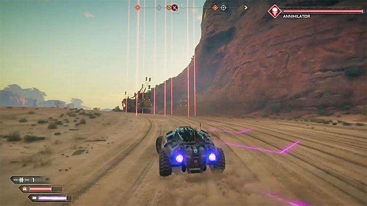 W trakcie ścigania konwoju musisz liczyć się z tym, że wrogie pojazdy będą pozostawiały na drodze różnorakie pułapki (przykładowa na obrazku) - Przystanek na żądanie | Trofeum w Rage 2 - Rage 2 - poradnik do gry