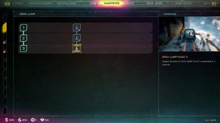 Szybowanie grawiskokowe 1 (Grav-jump float 1) - umożliwia 2 sekundowe zawiśnięcie w powietrzu - Grawiskos - Nanotryty w Rage 2 - Rage 2 - poradnik do gry