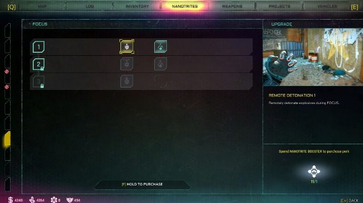 Zdalna detonacja 1 (Feltrite Absorption 1) - umożliwia eksplodowanie ładunków wybuchowych podczas Skupienia - Skupienie - Nanotryty w Rage 2 - Rage 2 - poradnik do gry