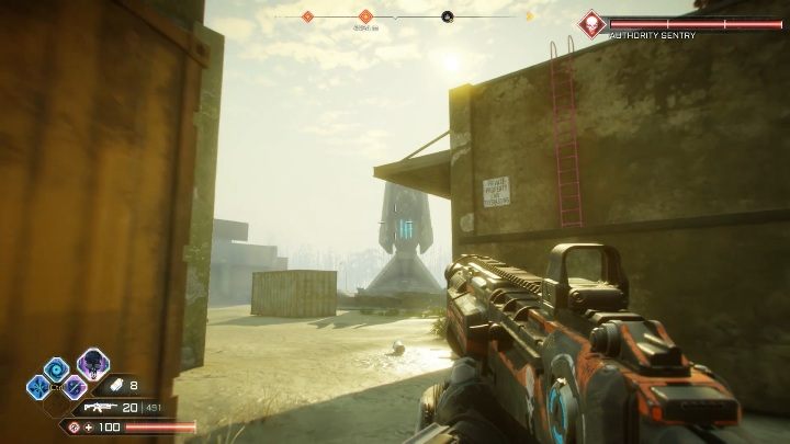 Wieża ta znajduje się pomiędzy budynkami - Wieże władzy w lokacji Bagna Sekreto | Rage 2 - Rage 2 - poradnik do gry