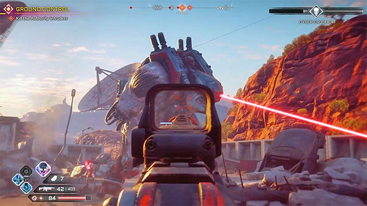 Nie skupiaj się wyłącznie na atakowaniu Cyber Crushera, bo musisz uważać też na ataki w jego wykonaniu - Cyber Crushera - Rage 2 - poradnik do gry